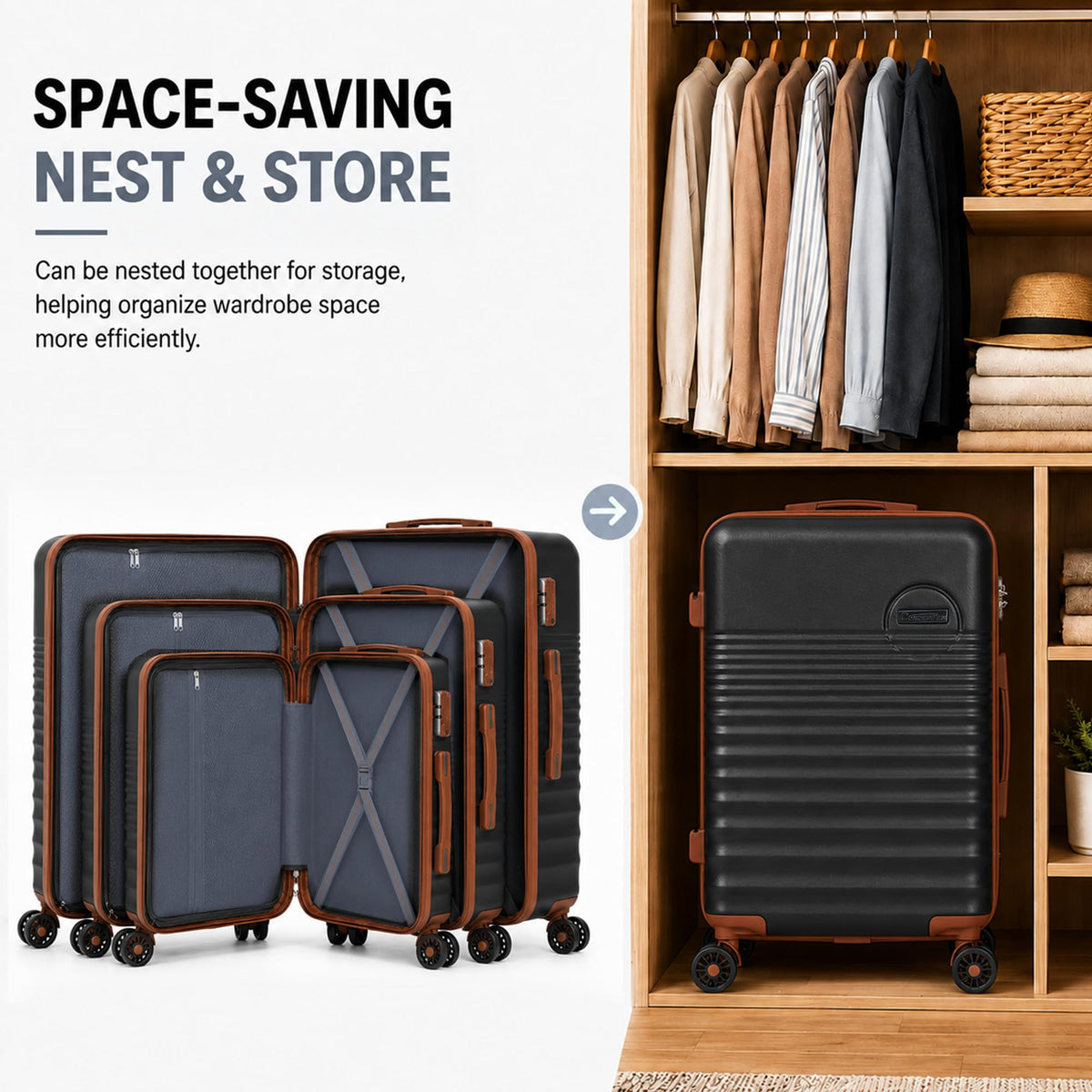 5 Piece Hardshell Luggage Sets with Wheels M5790