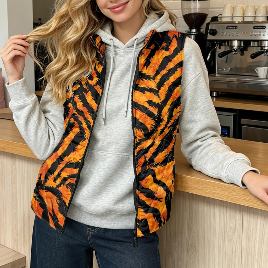 Quilted Animal Print Vest C5129