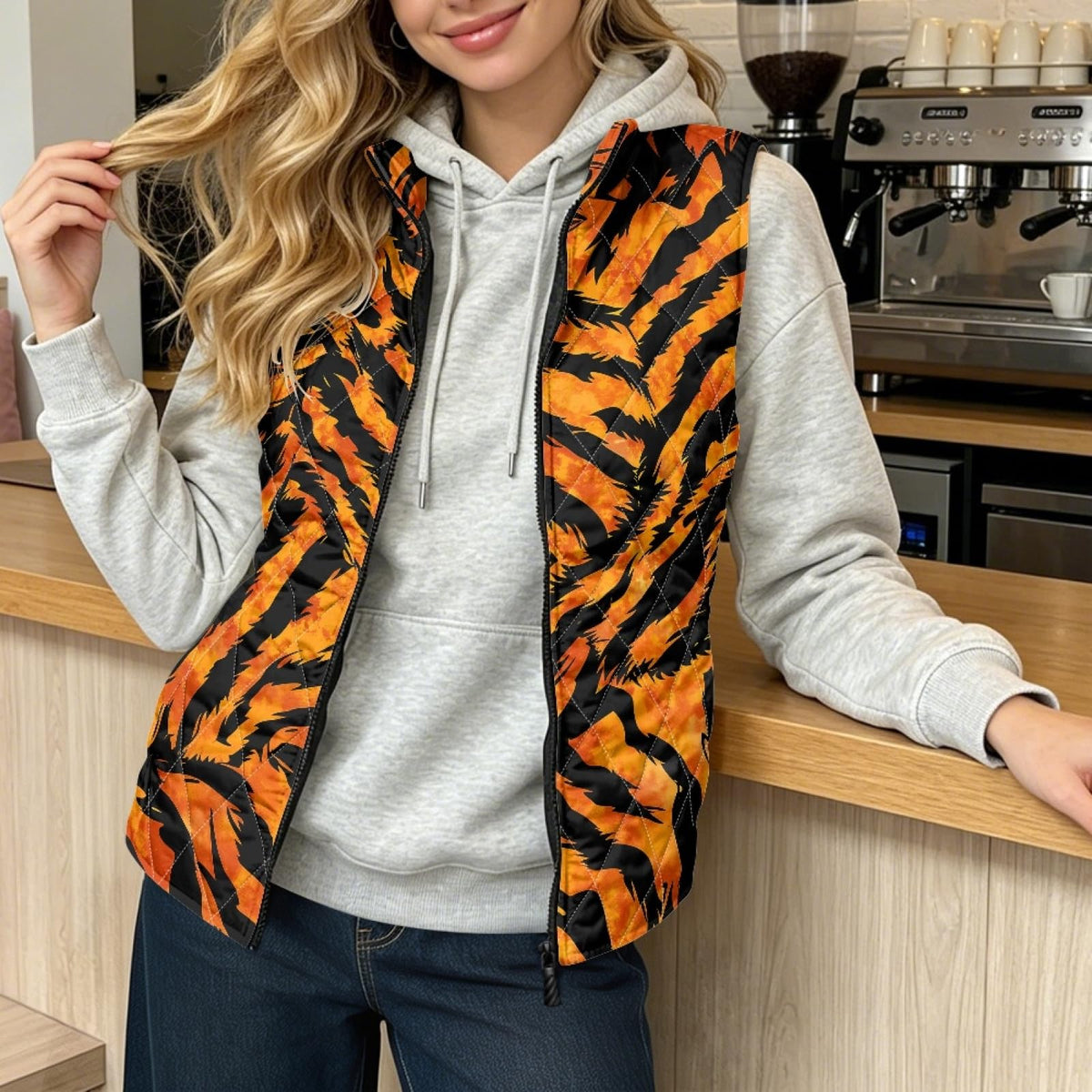 Quilted Animal Print Vest C5129