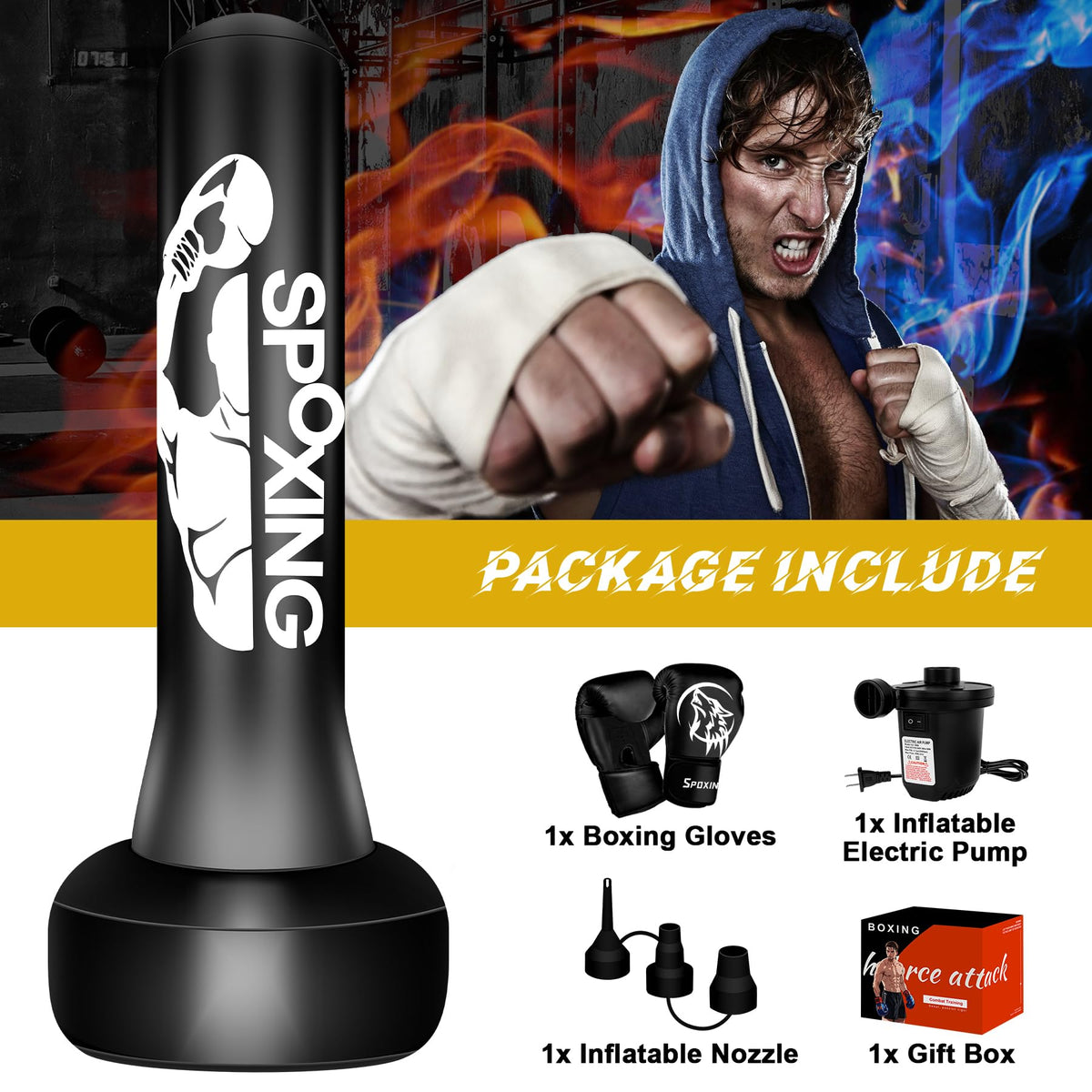 70" Heavy Punching Bag with Stand J82947