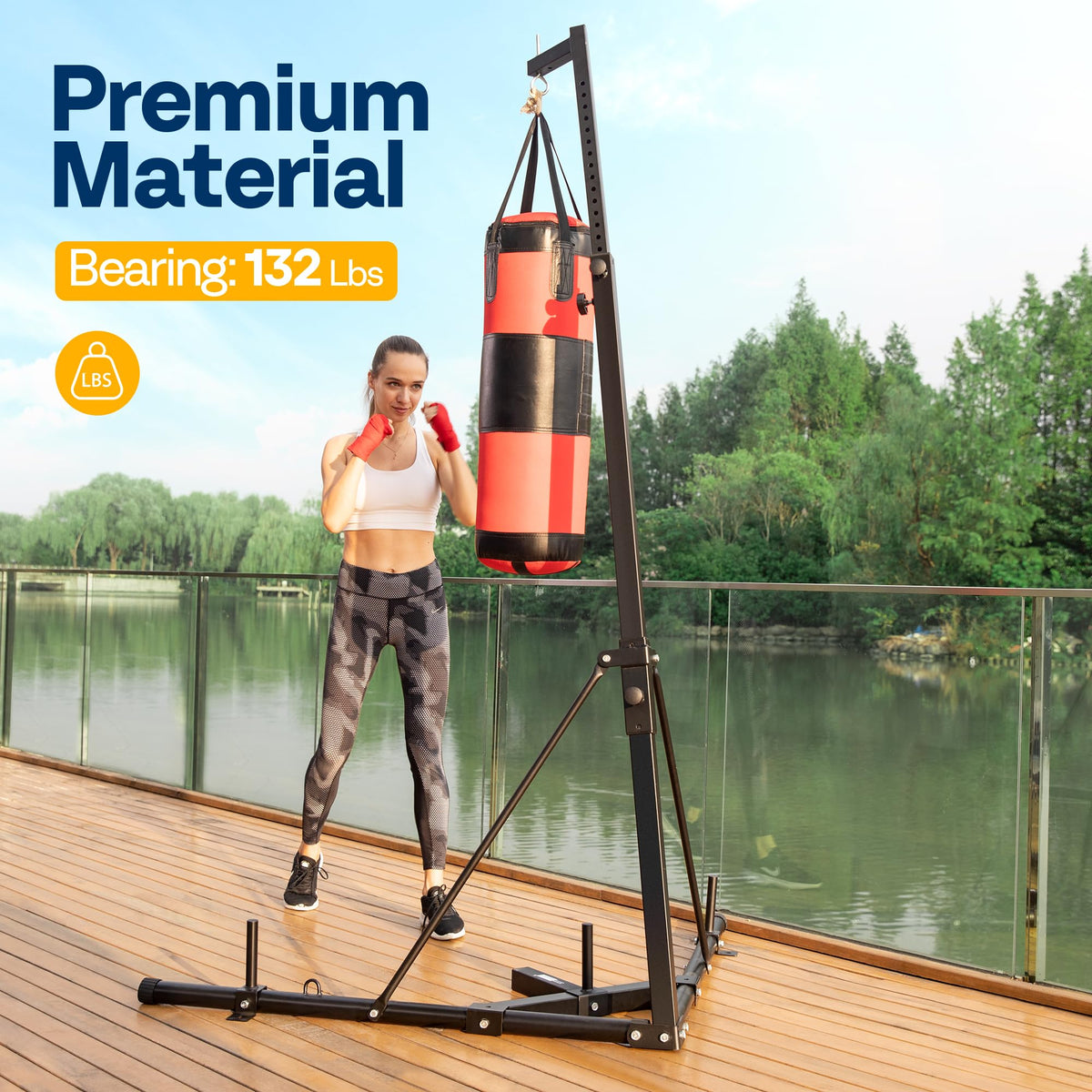 Height Adjustable Foldable Heavy Duty Boxing Punching Bag Stand Steel Freestanding Up to 132 lbs E806