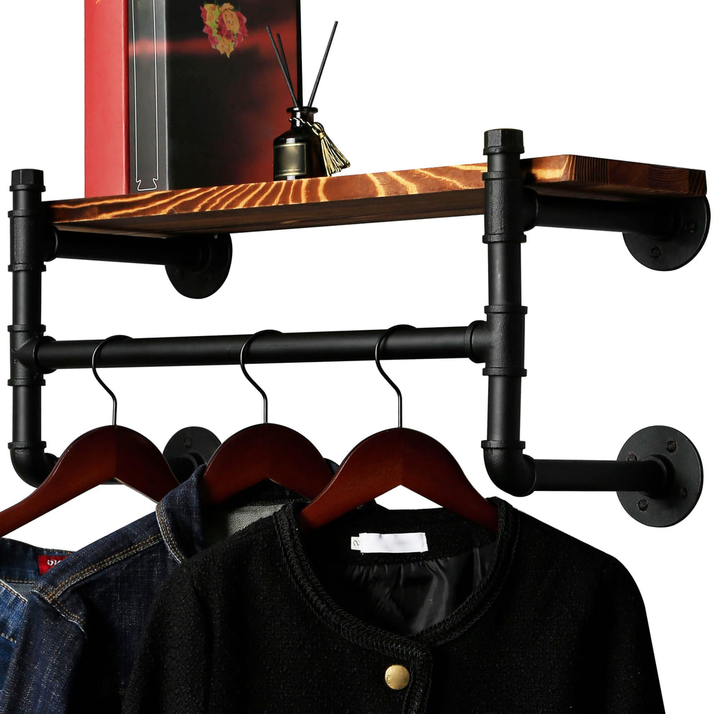 Wall Mounted Clothes Rack with Shelf J2849