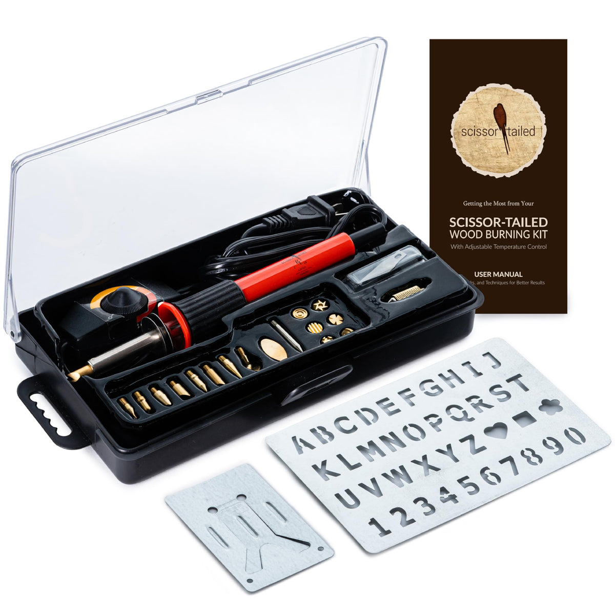 22 Pc Adjustable Temperature Wood Burning Pen with Tips & Storage Case Y650049