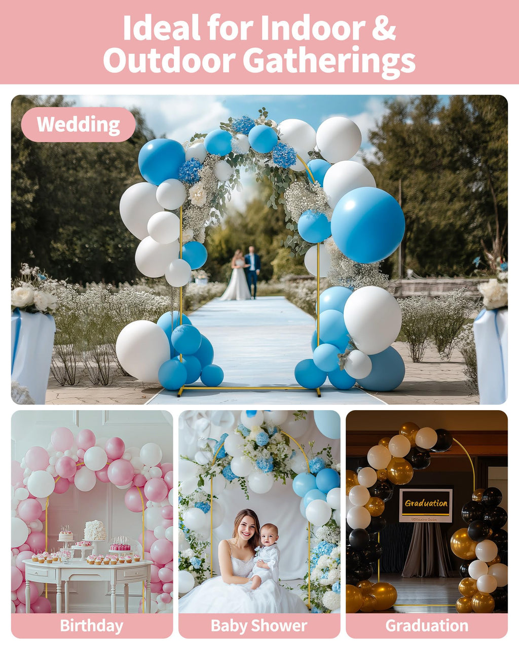Gold Arch Backdrop Stand Set Metal Set of 2 B294