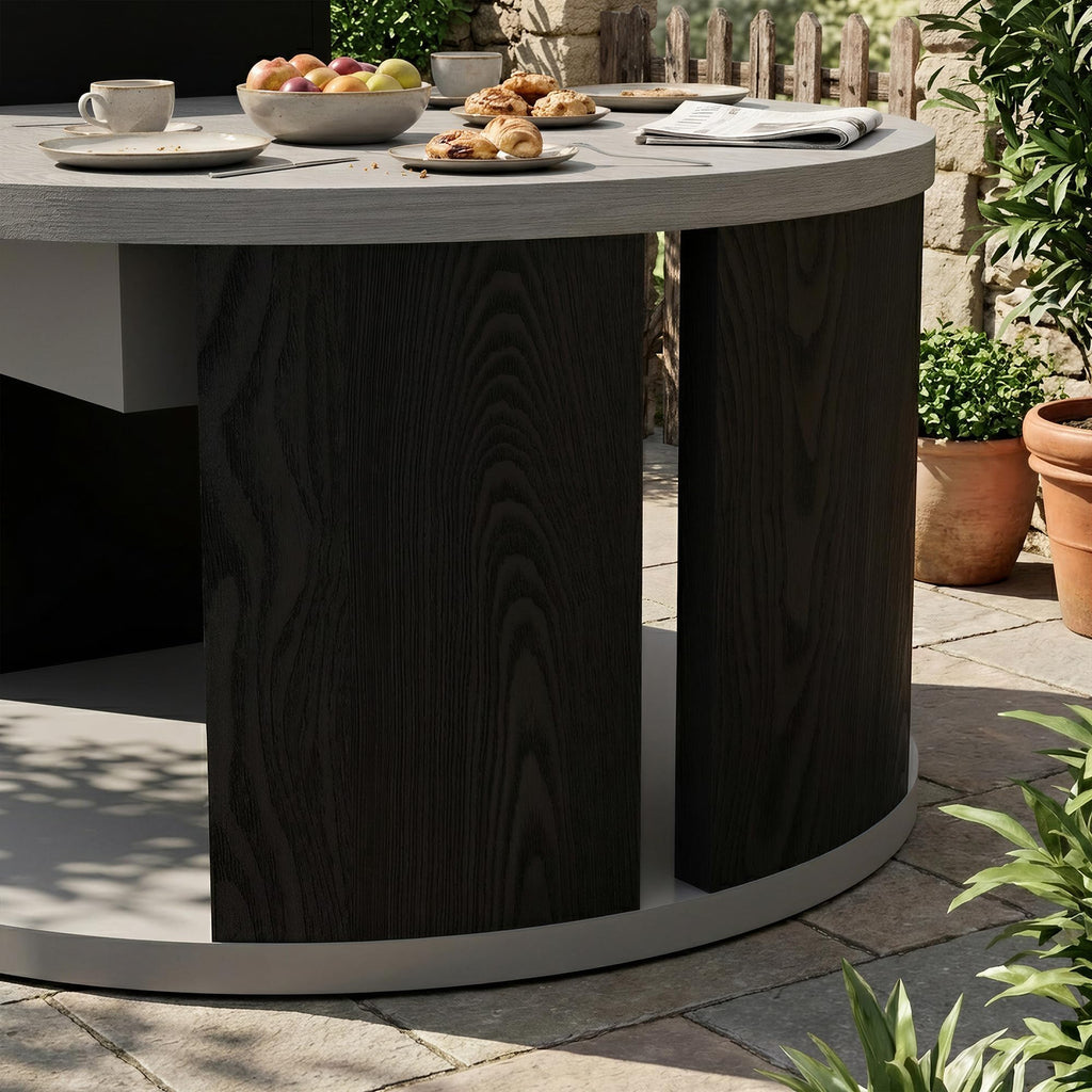 50,000 BTU Round Propane Gas Fire Pit Table with Storage Cabinet Q925160
