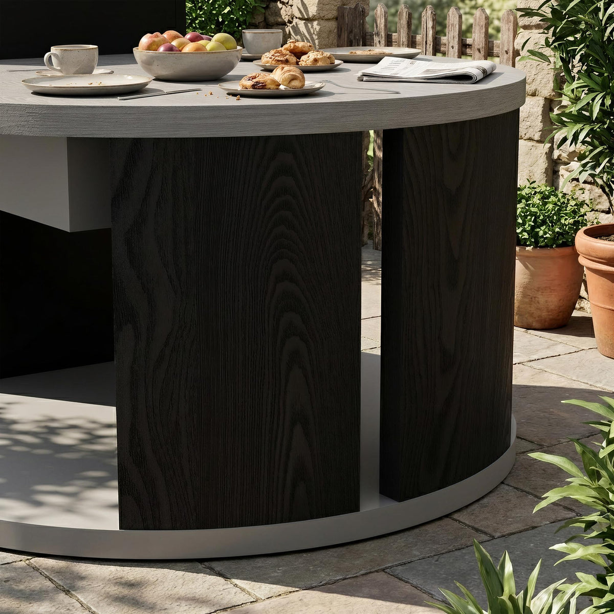 50,000 BTU Round Propane Gas Fire Pit Table with Storage Cabinet Q925160