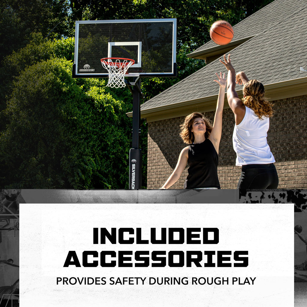 Height Adjustable In-Ground Basketball Hoop with Tempered Glass Backboard X6917