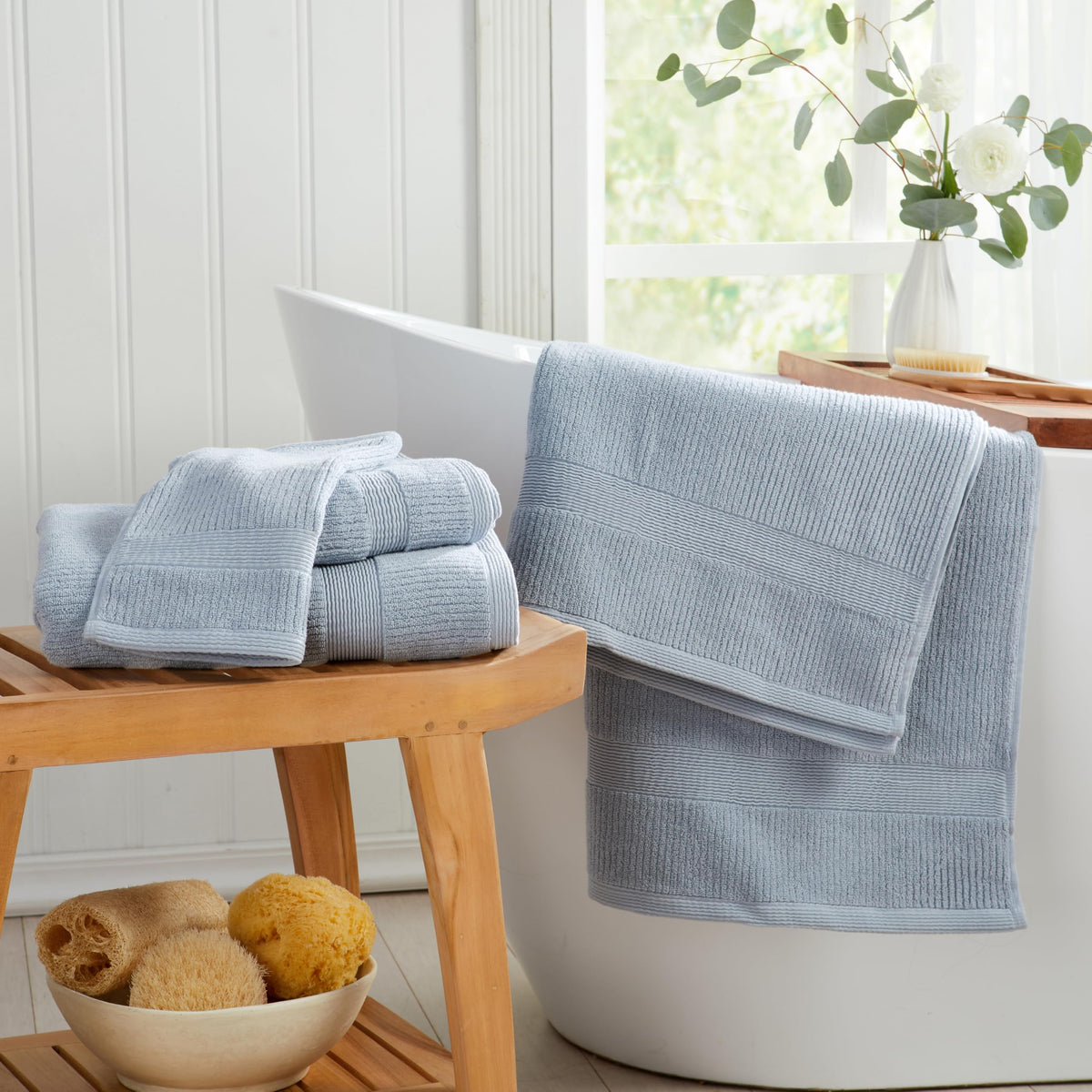100% Cotton 6-Piece Blue Bath Towel Set S764