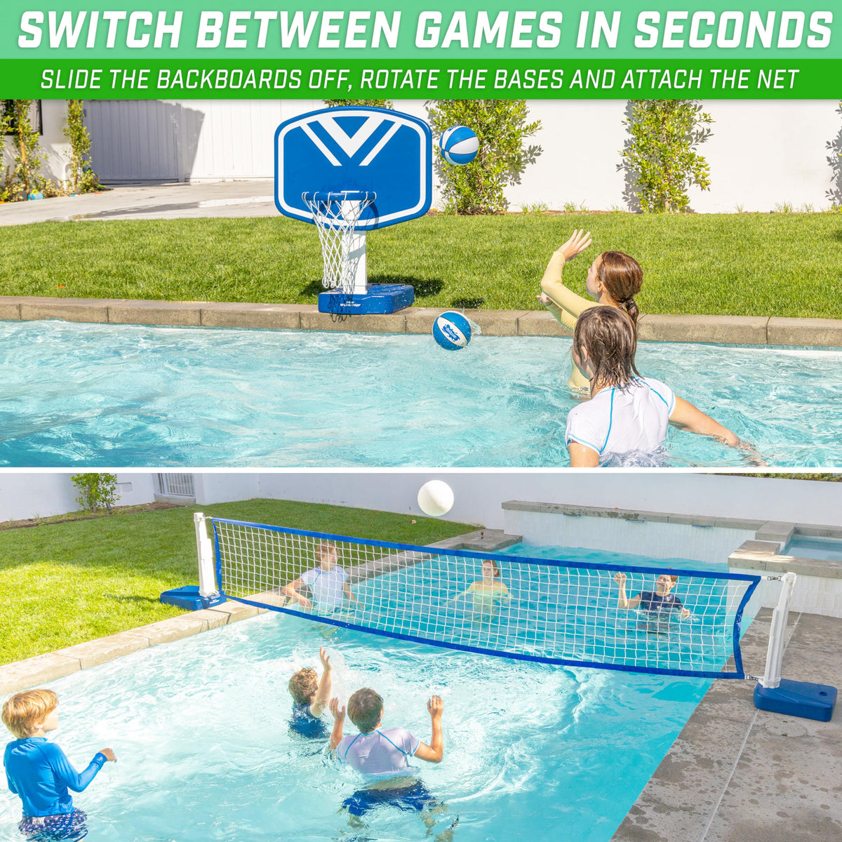 Pool Basketball Hoop & Volleyball Net Set Z914