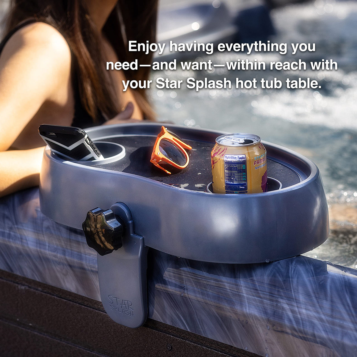 Adjustable Hot Tub Table Tray with 2 Cup Holders U97045