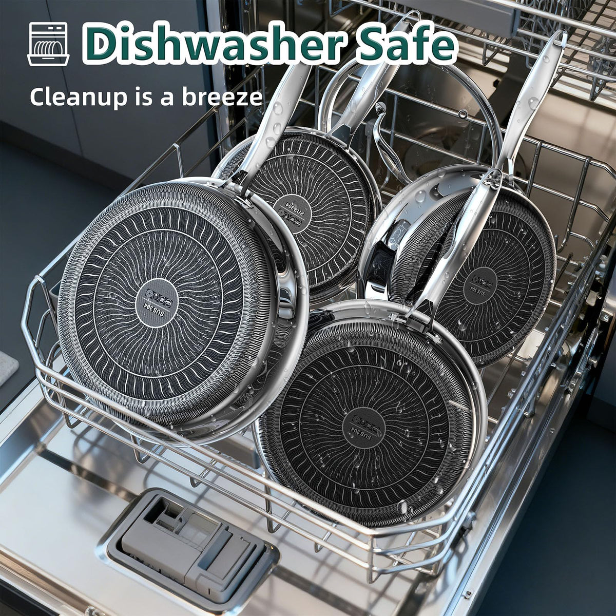 14-Piece Stainless Steel Cookware Set with 3 Silicone Trivets V4371
