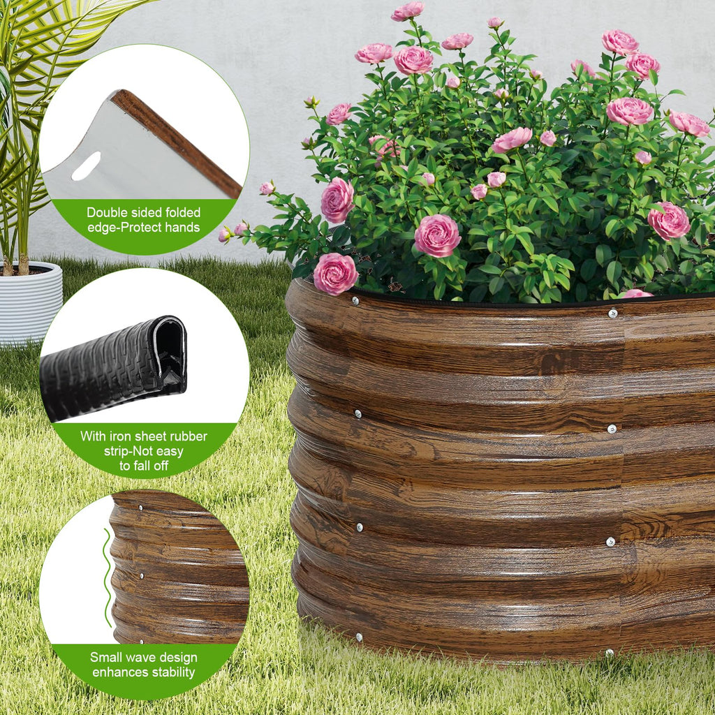 Galvanized Metal Raised Garden Bed 2PCS 4x2x1.4ft Brown R67655