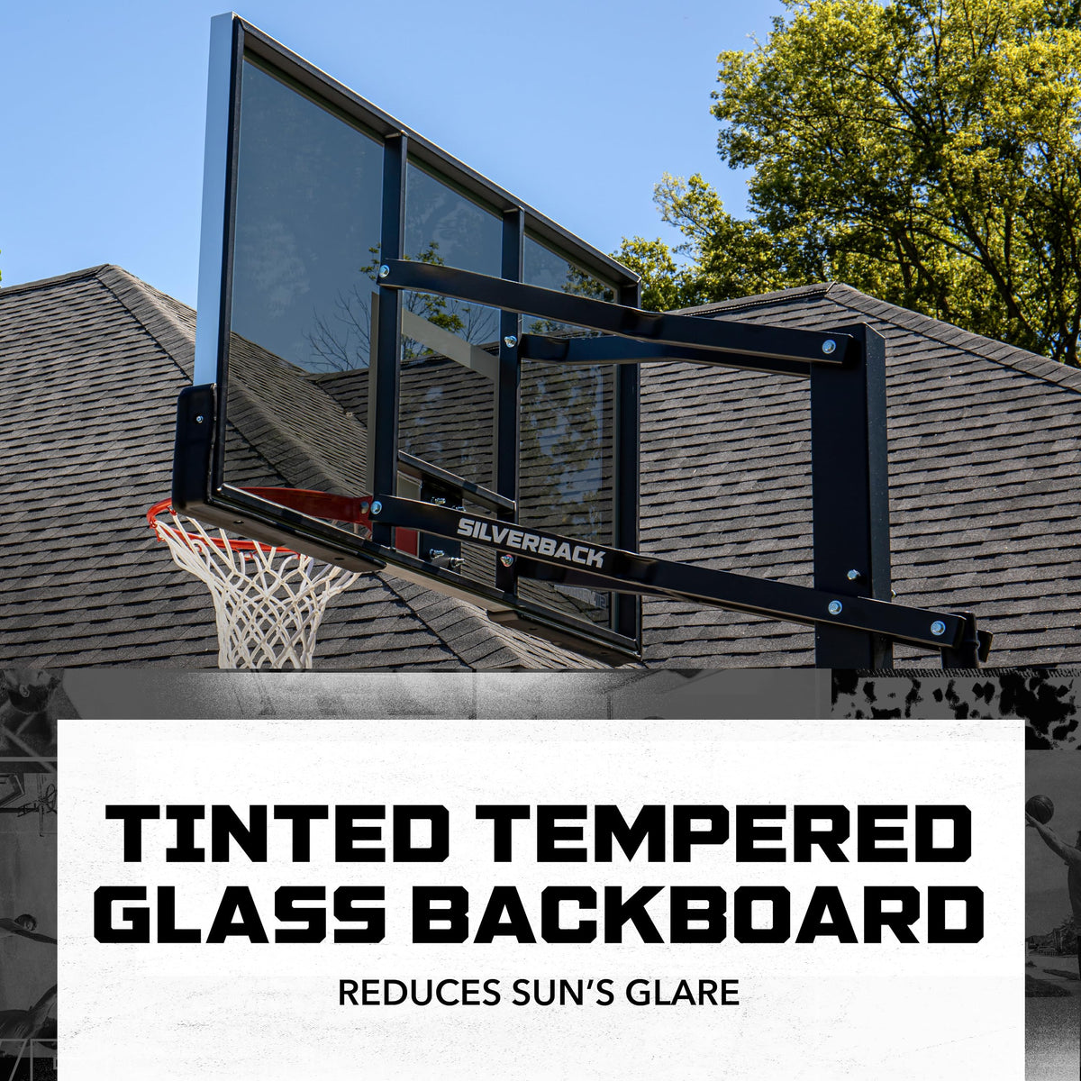Height Adjustable In-Ground Basketball Hoop with Tempered Glass Backboard X6917