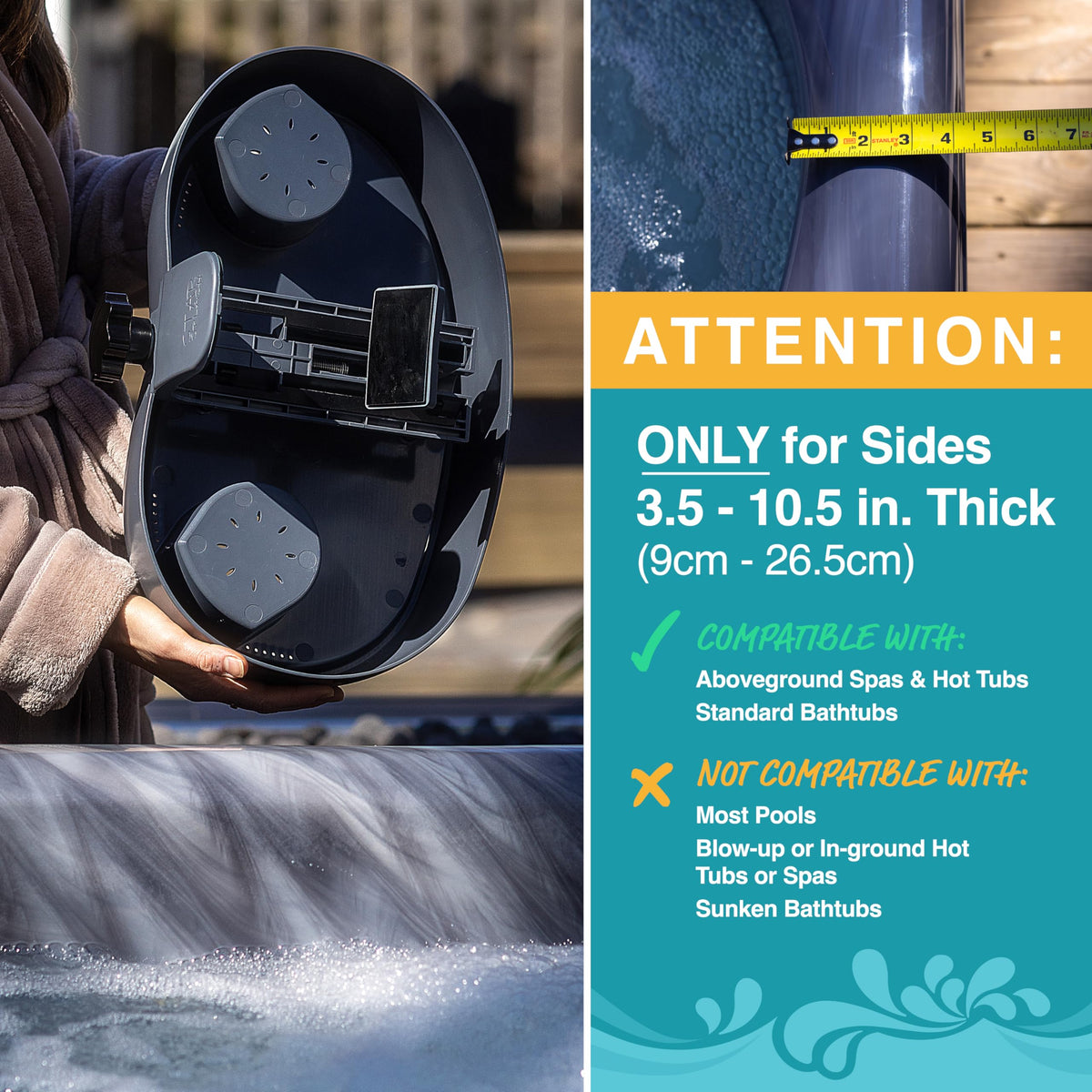 Adjustable Hot Tub Table Tray with 2 Cup Holders U97045