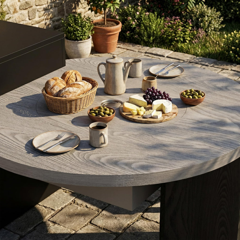 50,000 BTU Round Propane Gas Fire Pit Table with Storage Cabinet Q925160