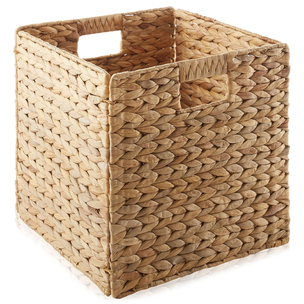 12" x 12" Water Hyacinth Storage Baskets, Set of 6 Collapsible Cube Organizers P377233