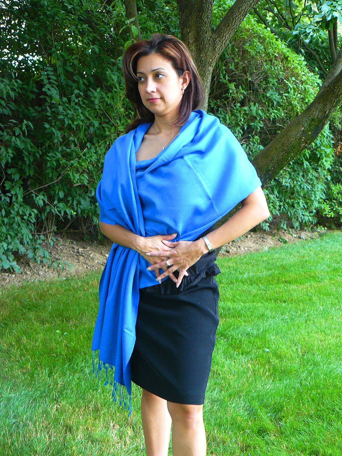 Large Royal Blue Pashmina Shawl D224344