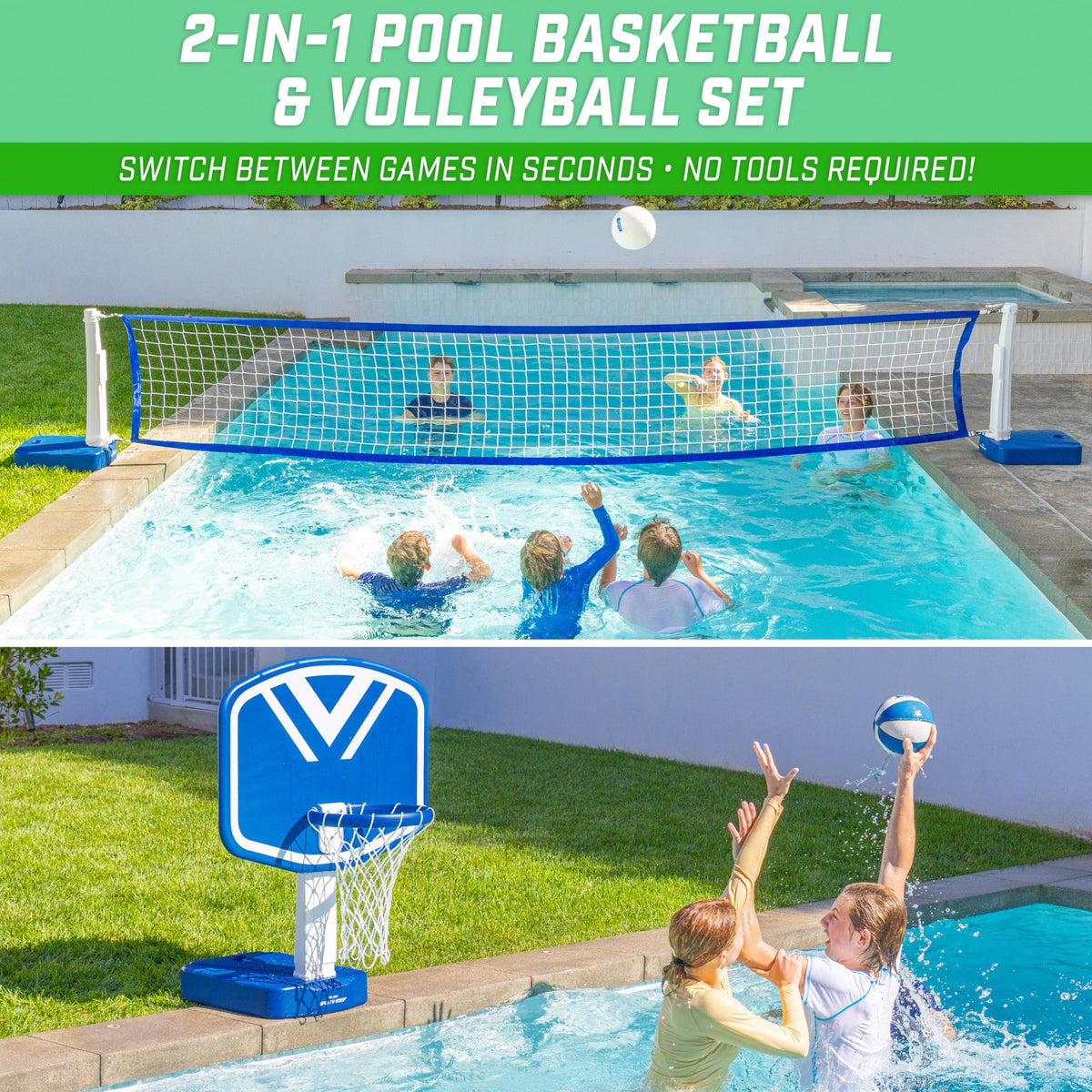 Pool Basketball Hoop & Volleyball Net Set Z914